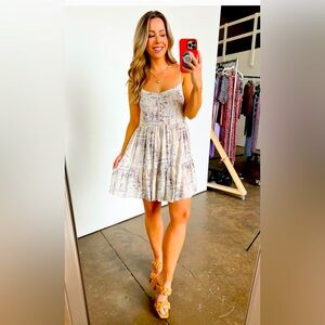 #224~NWOT KDL Dress Patchwork Print Tiered Dress with spaghetti straps Size Sm